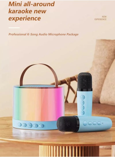 Buy K52 Portable Bluetooth Karaoke Speaker with 2 Wireless Microphones Blue in Saudi Arabia