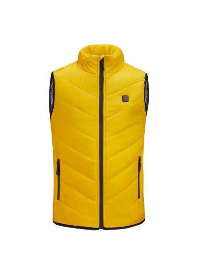 اشتري Heating waistcoat childrens heating suit autumn and winter New heating cotton-padded jacket USB charging horse clip childrens clothing warm coat Yellow في الامارات