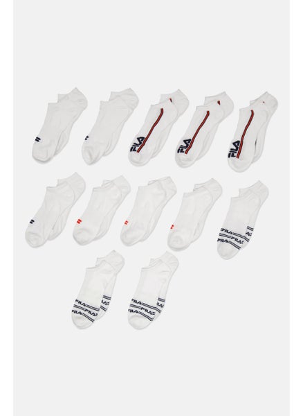 Buy Men 12 Pairs Brand Logo Socks, White in Saudi Arabia