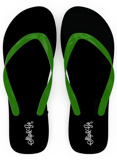Buy black basic slipper with green strap in Egypt