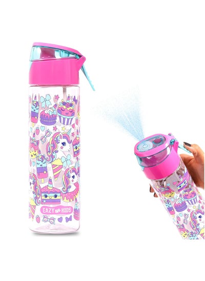 Buy Eazy Kids Tritan Water Bottle w/ Spray Unicorn Desert-Pink 750ml in Saudi Arabia