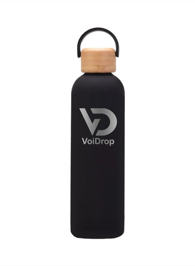 Buy Voidrop Classic Insulated Water Bottle Leak Proof Thermos Water Bottle with Bamboo Lid and silicon Ring Reusable Insulated Stainless Steel Water Bottle, 25oz 750ML(Mate Black) in UAE