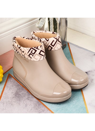 Buy Wholesale spring and autumn Japanese fashion rain shoes adult short tube water shoes non-slip wear-resistant womens boots warm outer wear water boots overshoesKhaki + cotton sleeve Khaki + cotton sleeve in Saudi Arabia