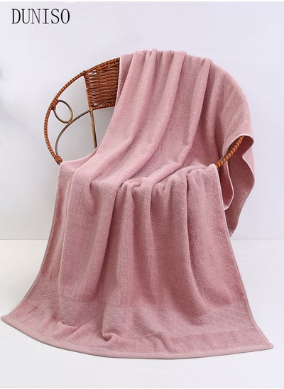 Buy Pure Cotton Bath Towel With Weave Pattern,Beach Towel,Strong Absorbent And Breathable Bath Towel，For Household,70*140cm，Pink in Saudi Arabia