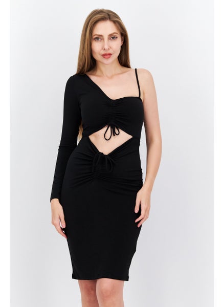 Buy Women Plain Midi Dress, Black in UAE