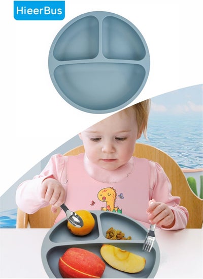 Buy Silicone Feeding Bowl Suction Plates for Babies & Toddlers - 100% Silicone,Non-Toxic BPA Free.(blue) in UAE