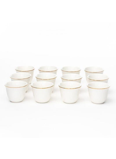 Buy A Set Of Arabic Coffee Cups With A White Stripe Pattern Of 12 Pieces in Saudi Arabia