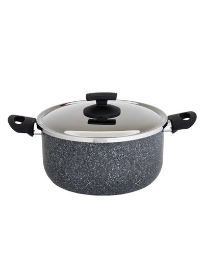 Buy Newflon Granit Cooking Pot With Steel Lid Size 26 cm in Saudi Arabia