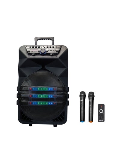 Buy Rechargeable Professional Trolley Speaker With Bluetooth, LED Display Two Wireless Microphones and a Remote Control in UAE