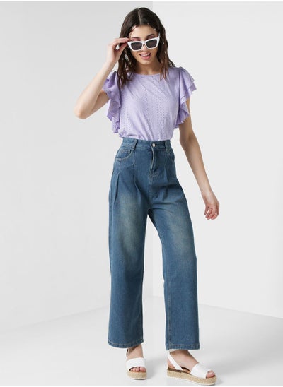 اشتري High Waist Wide Leg Jeans في الامارات