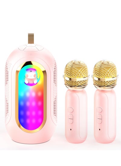 Buy SYOSI Mini Karaoke Machine, Portable Bluetooth Speaker with 2 Wireless Mics and Colorful Lights, Portable BT Speaker Rechargeable for Girls Boys Birthday Party in Saudi Arabia