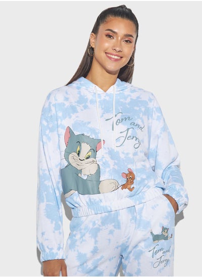 Buy Tom And Jerry Print Drawstring Detail Hoodie in UAE