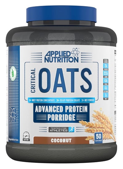 Buy Applied Nutrition Critical Oats - Protein Oats, Porridge With ISO-XP Whey Protein Isolate, Healthy Breakfast and High Protein Snack (3kg - 50 Servings) (Coconut) in Saudi Arabia