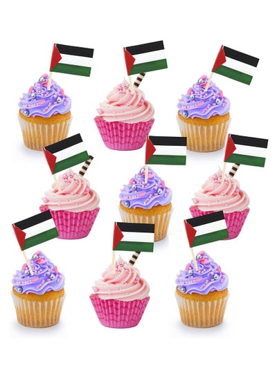 Buy 100 Pcs Palestine Flag Toothpick Flags - Palestinian Cupcake Toppers Stick Flags - Palestine Independence Day - Palestinian National Pride - Party Supplies Flag Decoration in UAE