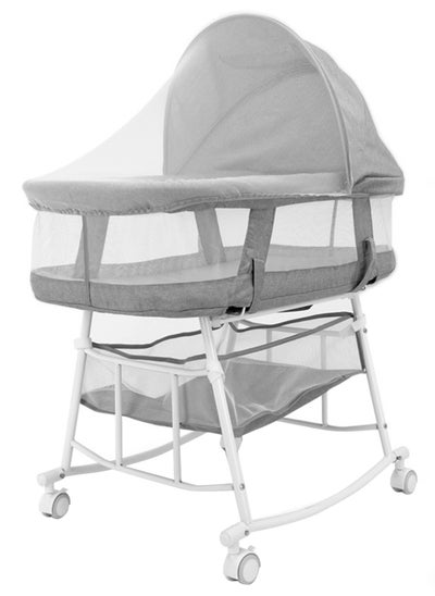 Buy Baby Bassinet Portable 3-in-1 Baby Sleeper Rocking Cradle Bed Baby Sleeper Crib with Storage Basket Easy Moving Bassinet with Breathable Net Mattress in UAE