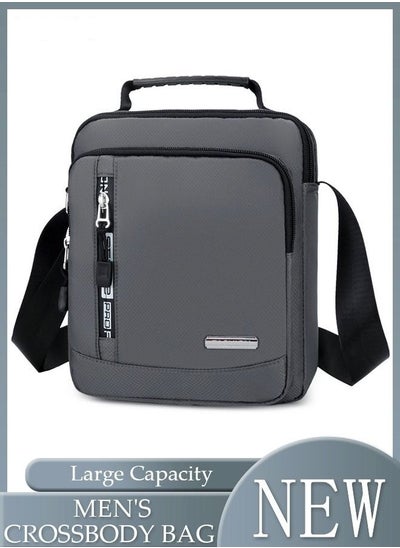 Buy Waterproof Crossbody Bag with Adjustable Strap and Top Handle for Man Grey in Saudi Arabia