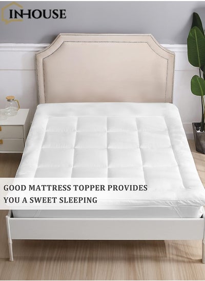 Buy Microfiber King Size Mattress Topper 8 cm With Microfiber Filling and Rubber Corners Edge in Saudi Arabia