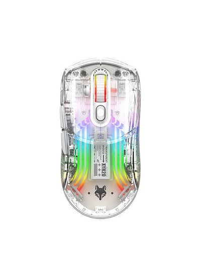 Buy Mouse 2.4G Wireless mouse 3-mode 2.4G Wireless BT5.0 USB Wired Transparent RGB Mechanical Gaming Mouse for PC Computer Notebook with USB Receiver Rechargeable Slience on 2400DPI Adjustable Level in UAE