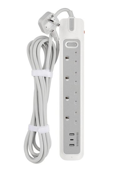 اشتري Electric Power Extension 4 Sockets 5M 2 USBA 1 USBC White/Grey في السعودية