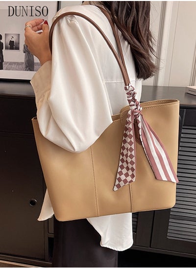 Buy Women's Shoulder Tote Bag Faux Leather Handbag for Women Large Capacity Messenger Fashionable Travel Shoulder Bag for Ladies Girls College Students in UAE