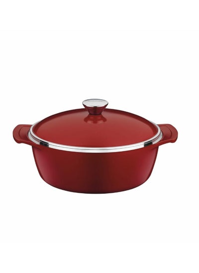 Buy Lyon 26cm 4.6L Red Forged Aluminum Casserole with Interior Starflon High Performance PFOA Free Nonstick Coating in UAE