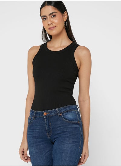 Buy Round Neck Ribbed Tank Top in Saudi Arabia