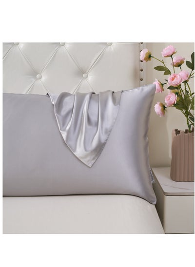 اشتري Satin Pillowcases 2-Pcs Soft And Silky Pillow Cover For Hair And Skin Care With Envelope Closure (Without Pillow Insert),Silver في السعودية