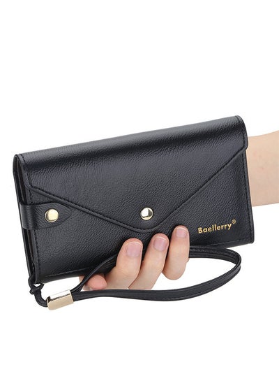 Buy Casual Envelop Long Wallet Ladies Clutch Card Holder for Women Money Zipper Phone Bag with Strap 18.5 x 10 x 2.5cm in Saudi Arabia