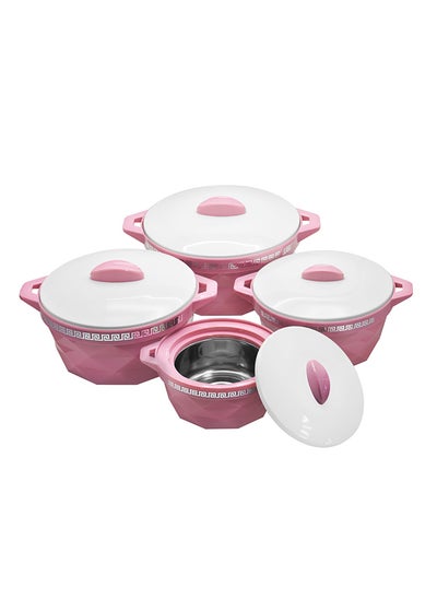 Buy 4-Piece Diamond Pattern Insulated 304 Inner Stainless Steel Casserole Set in UAE