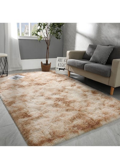 اشتري Soft Rugs Fluffy Carpets Tie-Dye Rugs for Living Room Bedroom Nursery Home Decor Non-Slip Machine Washable Carpet Home Decorative Carpet 100x160 cm Khaki في الامارات