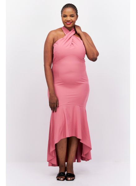 Buy Women Textured Maxi Dress, Pink in Saudi Arabia