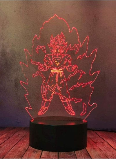 اشتري Anime3D Illusion Lamp New Year Gift Night Light Bedside Table Lamp 16-Color Dimmable with Remote Smart Touch (Color : Dragon Ball Super Saiyan) في الامارات