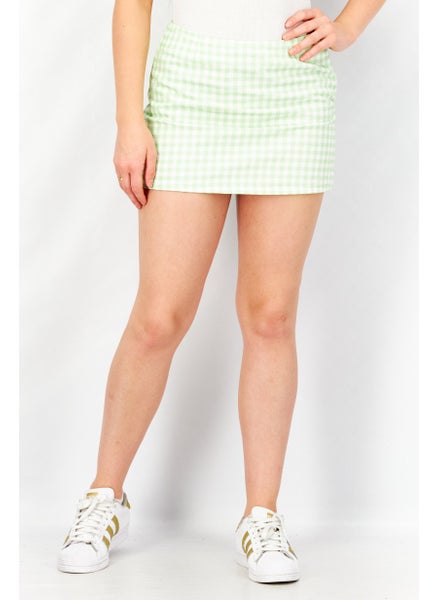 اشتري Women Checkered Mini Skirt, Green في الامارات