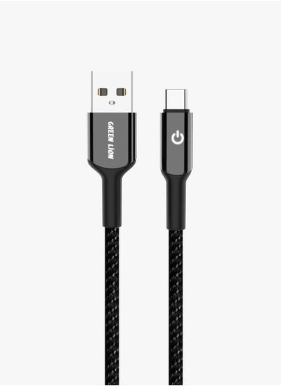 اشتري كابل مضفر من USB-A إلى USB-C / سرعة نقل عالية / متوافق مع مجموعة واسعة / فصل تلقائي / شحن ومزامنة / مؤشر LED / آمن ومضمون / كابل بطول متر واحد / 10000 ثنية - أسود في الامارات