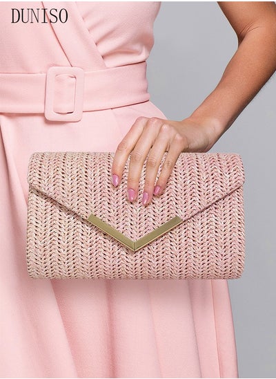 اشتري Women Evening Clutch Crossbody Bag Envelope Handbag Chain Purse for Wedding Formal Cocktail Party Pink في السعودية