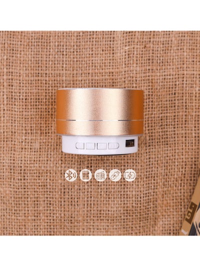 اشتري A10 Portable Mini Speaker, Wireless, LED Lighting, Supports Memory Cards And Aux - Gold في مصر