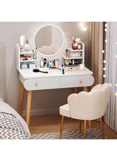 Buy Home Bedroom Dressing Table Set with Mirror and Drawers Makeup Table 80*40*120cm (Dressing Chair Not Included) White in Saudi Arabia