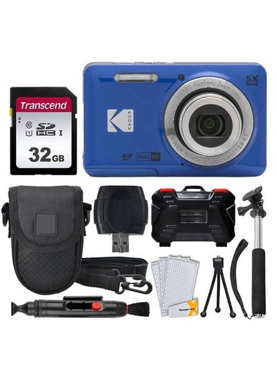 اشتري Kodak PIXPRO FZ55 Digital Camera (Blue) + 32GB Memory Card + Point and Shoot Camera Case + Extendable Monopod + Lens Cleaning Pen + LCD Screen Protectors + Table Top Tripod – Ultimate Bundle في الامارات