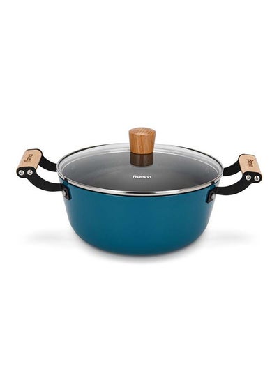 اشتري Seagreen Series Enamelled Lightweight Cast Iron Non-stick Coated Stockpot With Glass Lid 24x11cm/4ltr في الامارات