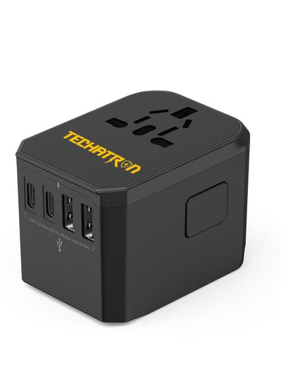 Buy 6 AMPS 6-in-1 Universal Travel Adapter (Type C/G/A/I) for US/AU/UK/EU |  2 USB-A, 3 USB-C, 1 AC Socket | European Travel Plug Adapter | International Power Adapter | Black in UAE