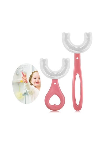 Buy THE PACK - Kids U-Shaped Manual Toothbrush, Silicone Bristles Massage Gums Toothbrush, All-Round Cleaning Whitening Toothbrush for Children [One Piece] (PINK) in Egypt