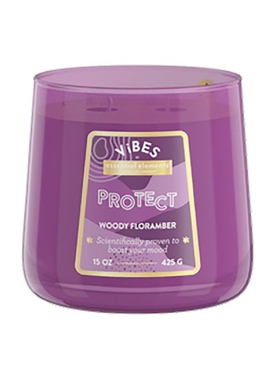 Buy Vibes 2-Wick Protect Woody Floramber Aromatic Natural Soy Wax Blend Jar Candle Purple 15oz 46341698 in Saudi Arabia