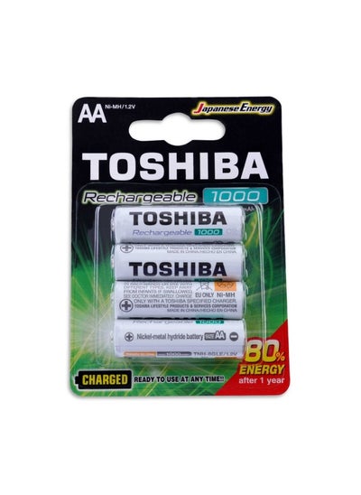 Buy Toshiba Rechargeable 1000 Mah 4-Pieces Battery Aa Bp4 - Grey in UAE