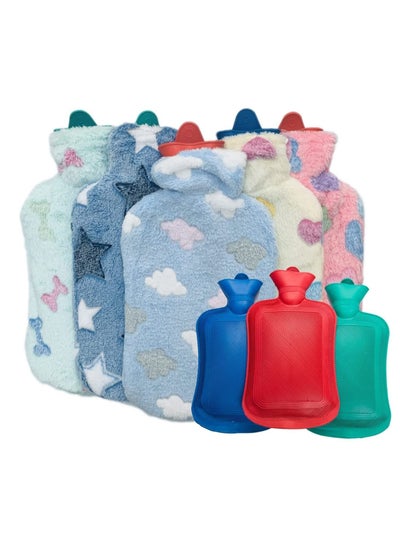 Buy Hot water bag with cotton cover assorted colors for pain relief in UAE