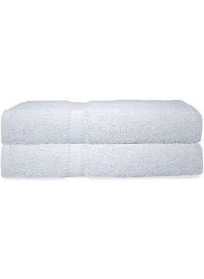 Buy Premium 100% Cotton Towels, For Everyday Use, Ultra Soft, Highly Absorbent, Luxurious 2-piece bath size towel set 360gsm (70x130), White in UAE