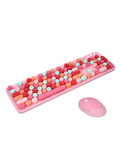 Buy Mofii Sweet Keyboard Mouse Combo Mixed Color 2.4G Wireless Keyboard Mouse Set Circular Suspension Key Cap for PC Laptop Pink in Saudi Arabia