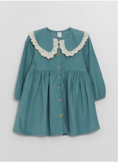 Buy Bebe Collar Long Sleeve Baby Girl Velvet Dress in Egypt