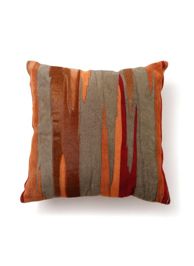 اشتري Orla Waves Handmade Leather Filled Cushion 50X50Cm - Brown في الامارات