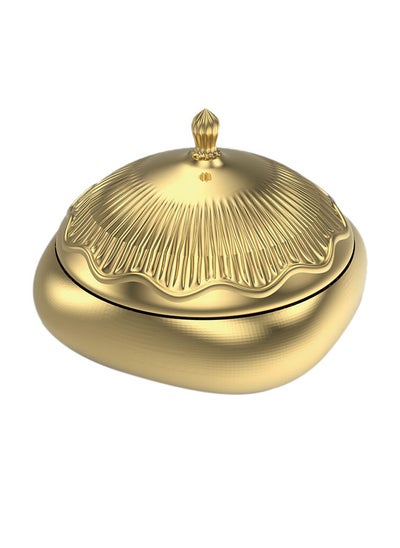 اشتري Hadiir Serving Tray With Lid Gold في السعودية