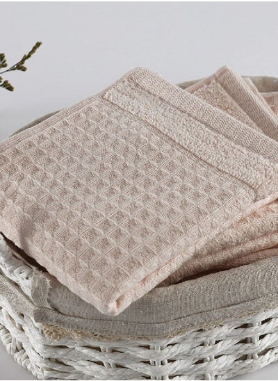 Buy Spa Waffle Terry Reversible Face Towel, Rose - 500 GSM, 30x30 cm in UAE